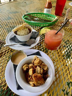 Cracklins, Cup of Chicken and Sausage Gumbo, Hurricane.