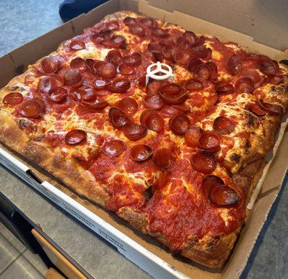 The 'Manalapan Square' Hot Honey Pepperoni pizza from La Dona