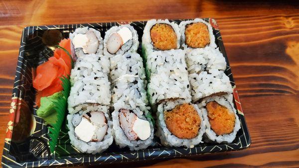 Philadelphia Roll and Spicy Tuna roll