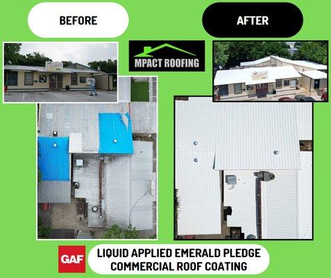 GAF Applied Emerald Pledge Roof Coating - Before and After