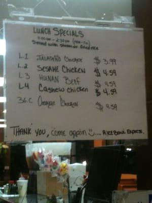 This is the lunch menu