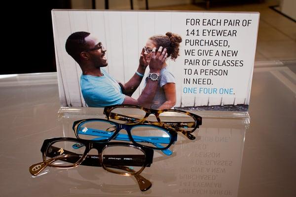 141 Eyewear - Great looking frames with a great cause!  Check them out: http://141eyewear.com/giving/