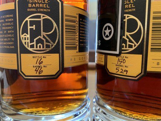 Two of my single barrel bourbons that were Battle Born selects.....thanks Troy....