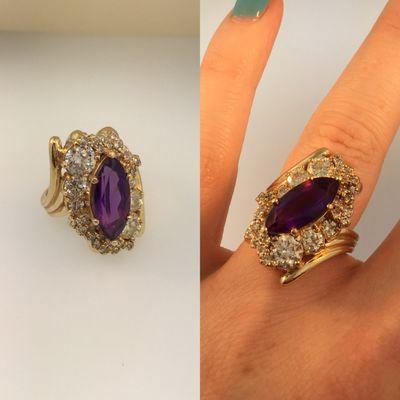 Amethyst and Diamond custom ring! 14ky