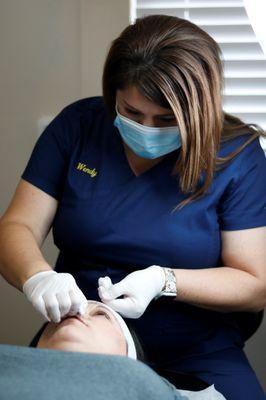 Mapping the brows prior to microblading