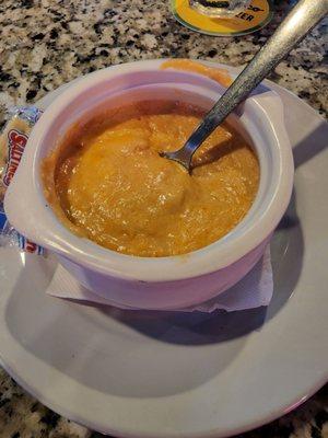 Seafood bisque. Sooo delicious!!  Not pictured: hot wings that were ordered well done and were so perfect and crunchy and delicious!!