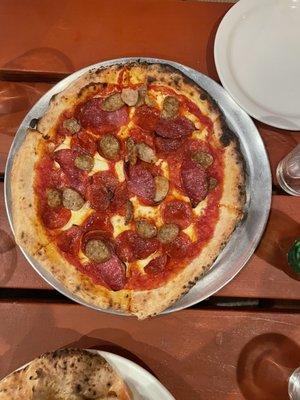 Three Meats Pizza