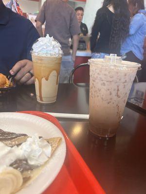 Iced Nutella Latte and Caramel Frappe