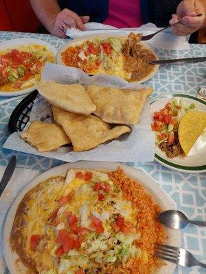 Max's combo, soppas, shredded beef burrito, chili rellano on the side. Always good and tasty