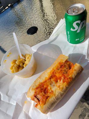 Mama's Meatball Sub, Mac n'cheese with a Sprite