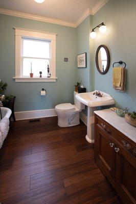 This beautiful bathroom was part of a whole house remodel in partnership with Polymath Studio.