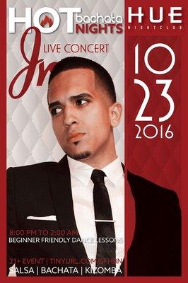 Bachata Artist JR who performed live at Hot Bachata Nights! (2016)