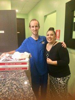 Our patients love our assistant Kevin! Pizza for the best assistant!