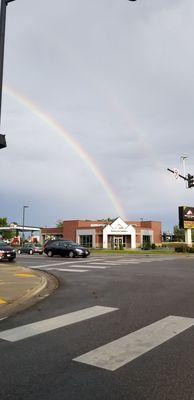 On my way to my bank. Double rainbow. Unfortunately no pot of gold in my account...