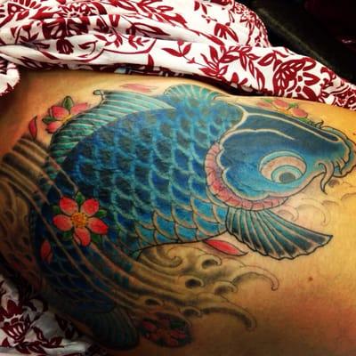 Koi hip tattoo