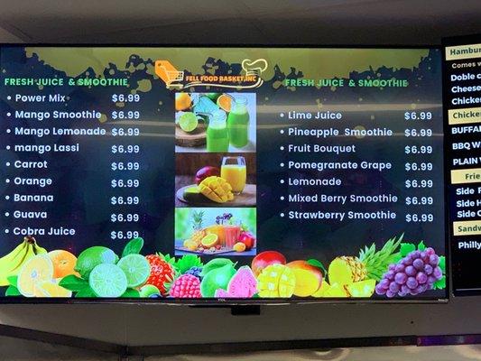 Juice and Smoothie Menu