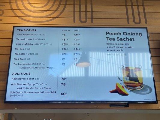 Tea menu