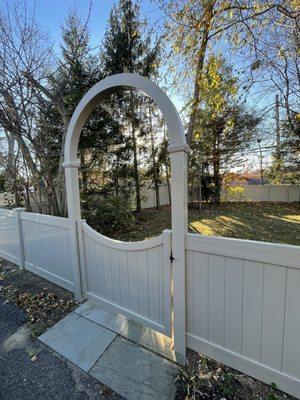 Beigh Vinyl Fence with 2-Post Arbor in Greenwich CT