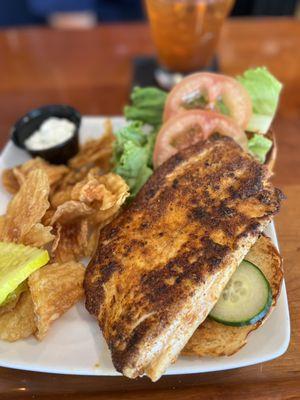 Blackened haddock sandwich