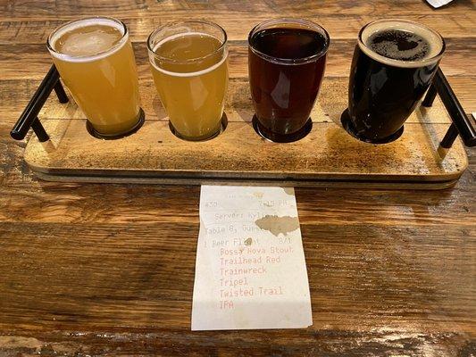 Flight of beers (reverse order from POS receipt)