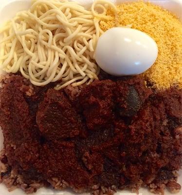 Waakye with beef stew