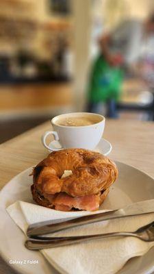 Salmon and goat cheese on croissant .......mmmmmmm