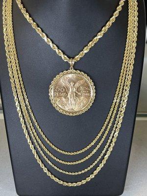 14k gold chains and $50pesos