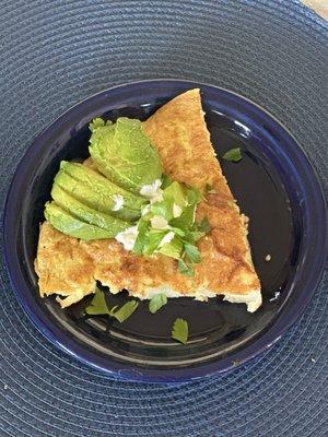 Spanish Tortilla made with their potatoes, eggs, and avocados