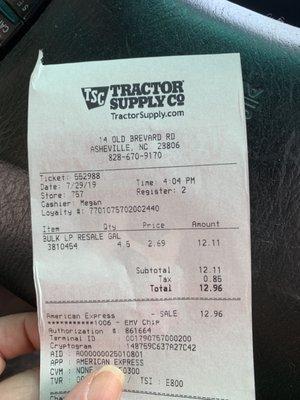 Only $13 to refill your BBQ propane tank at Tractor Supply!  That's with tax!