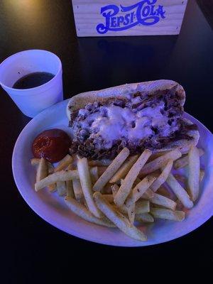 French dip sandwich with fries