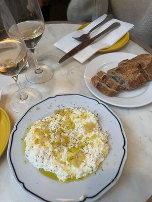 Cheese with Lemon and Baguette