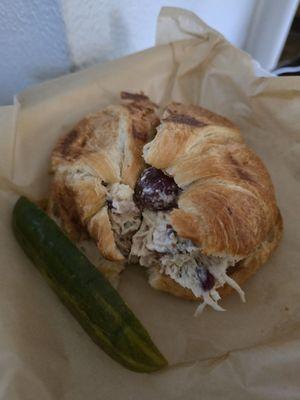 Apple Grape Chicken Salad Sandwich on a Toasted Croissant