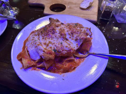 Chicken Parmesan with pappardelle