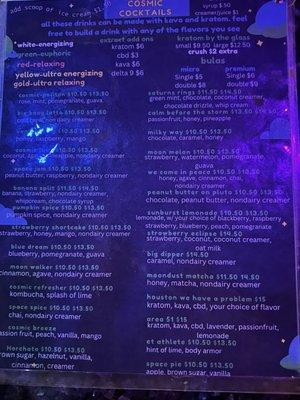 One page of the menu.