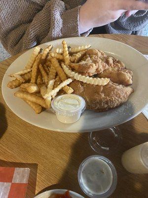 The chicken finger dinner minus some fries cause some were eaten.