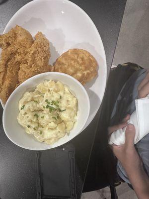 Chicken tenders and Mac n cheese