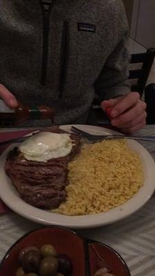 Steak with fried egg