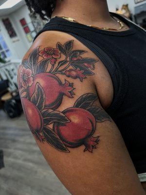 Traditional shoulder tattoo by Wes Holland