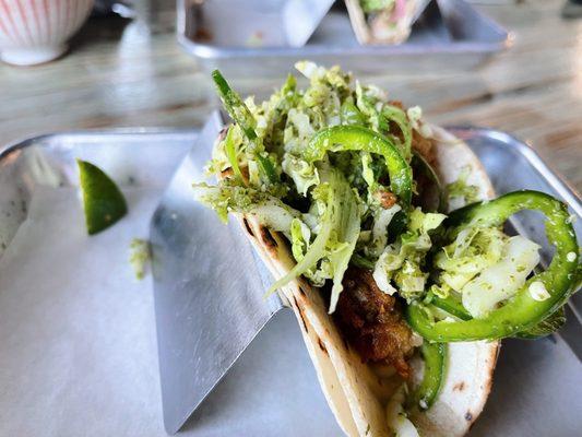 oyster po' boy taco