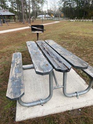 Picnic tables with small grill