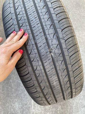 The giant hole from an ice pick in my tire.