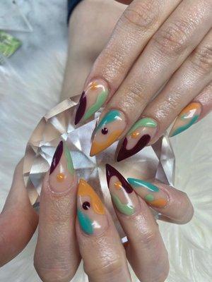 Fall lava lamp nails