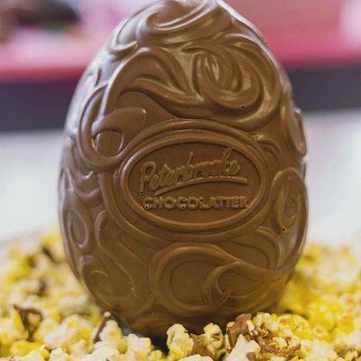 Our signature Wonder Egg filled with Chocolate Covered Popcorn! Perfect for Easter