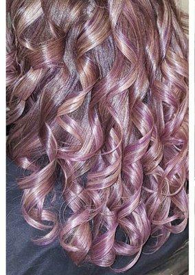 Purple highlights with blonde