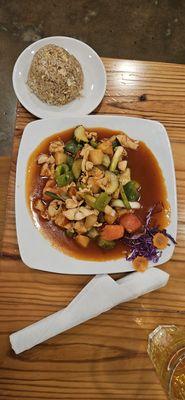 Sweet and Sour Chicken,  with fried rice $23.00