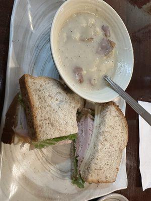 Turkey Sandwich and Potato Soup