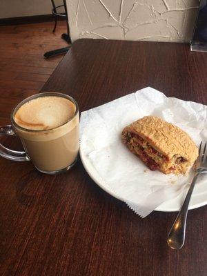 Soy latte and raspberry tea biscuit