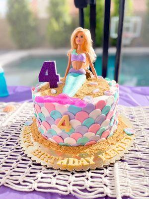 4th birthday Barbie mermaid cake