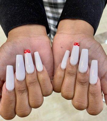 Tapered square white nails