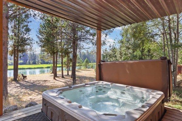 View of river and hottub